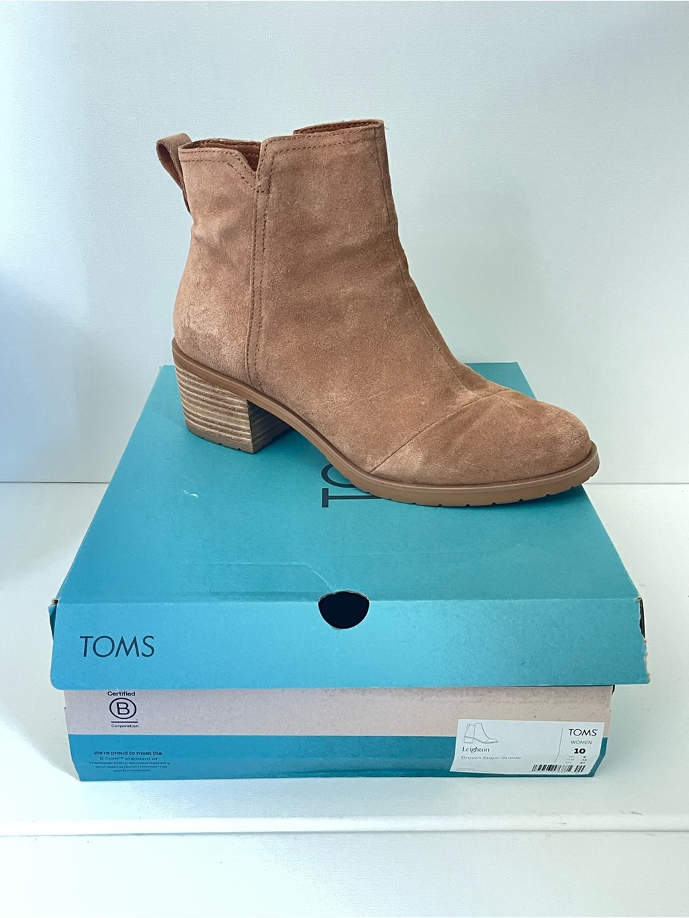 TOMS Suede Ankle Bootie in Chestnut Brown